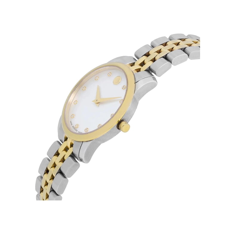 Movado Museum Classic 28mm Gold Tone Steel Diamonds MOP Dial 