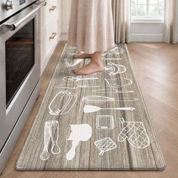 OEAKAY 24"x59" Anti Fatigue Kitchen Mat , Ergonomic Cushioned Waterproof, Extra Thick Non-Slip Backing, Easy Care Persian Design Kitchen Mats for Floor