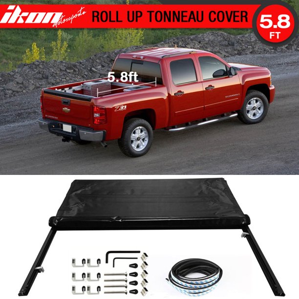 Fits 04 06 Silverado Fleetside 5 8ft 68in Bed Lock Soft Roll Up Tonneau Cover Walmart Com Walmart Com