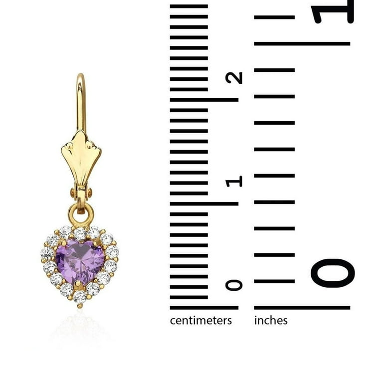 14K Yellow Gold 1Ct Simulated Diamond Birthstone Heart Dangle