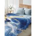 thumbnail image 4 of Gold Blue Sky King Size Flat Sheet, Wrinkleproof & Fadeproof Cooling Flat Bed Sheet Only, Abstract Vintage Oil Painting Art Breathable Soft Bedding Top Sheets 105 x 98 Inches, 4 of 8