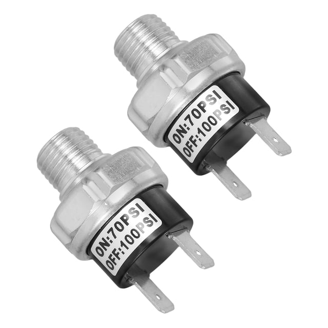 CTIRCHIU 2 Pcs Compresseur d'Air Interrupteur de Pression Support de Réservoir Argenté 12V à 24V Dc Valve de Contrôle de Précision Réglable
