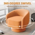 thumbnail image 6 of SUNVIVI Swivel Barrel Chair, Comfy Accent Chair with 360-Degree Base, Orange Velvet Upholstered Chair, Modern Round Club Chair for Living Room, Bedroom, Office, 6 of 9