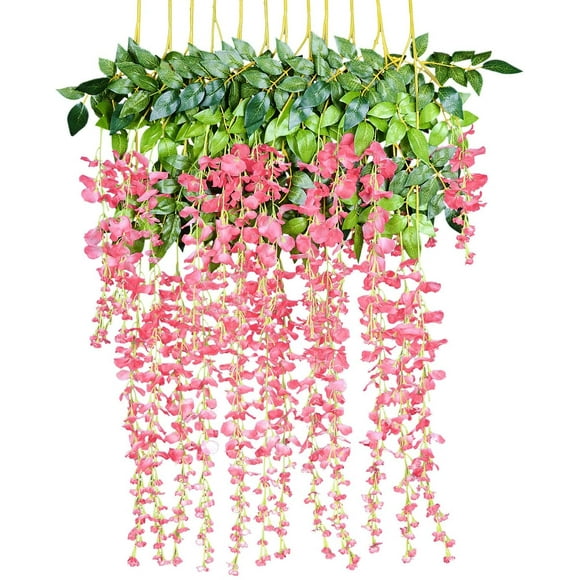 Fleurs artificielles, glycine artificielle, décoration de la maison, chaque brin mesure 110 cm de long, en soie (rose)