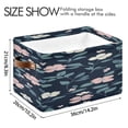 thumbnail image 4 of White and Pinkish Florals Leaves Square Storage Bins with Handles Collapsible Containing Box 2 Packs, 4 of 9