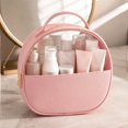 thumbnail image 6 of Makeup Organizer | Pink Makeup Organizer Semi-Circular Toiletry Organizer with Top Handle | Travel Organizer Great As Bridesmaid Gift, 6 of 6