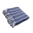 thumbnail image 6 of Woven Paths and Evette Rios Royal Blue Geometric Striped Cotton Throw Blanket, 50" x 60", 6 of 11