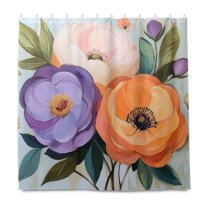 Yayeee Shower Curtain with Hooks 72"x72" Waterproof Fabric Bathroom Hanging Decor, Bright Flowers