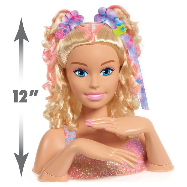 Grande poupée blonde Barbie 70 cm en création tie-dye colorée à la
