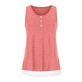 thumbnail image 5 of Scyoekwg Women Camisole Tank Top Crew Neck Lace Patchwork Button Tunic Tank Tops Sleeveless Tops Loose Ladies Tops Solid Color Comfy Sling Shirts Summer Casual Blouses (Pink,XXL), 5 of 7