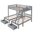 thumbnail image 3 of Bellemave Triple Bunk Bed with Storage Drawer Full over Twin and Twin Wood Convertible Bunk Bed Frame with Shelf and Built-in Table Space-saving 3 Bunk Bed for Teens, Gray, 3 of 11