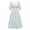 FQOM005, variant on Womens Dresses Fashion new summer square neck open back strapping lantern mid-sleeve floral women's dress pleated skirt