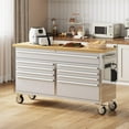 thumbnail image 2 of Studyset 61" Tool Chest Cabinet, Mobile Storage Cabinet, Garage Workbench with 9 Drawers and Power Strip, Rubber Wood Worktop, 1675 LBS Load, Rolling Tool Storage Organizer, 2 of 8