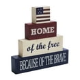 thumbnail image 6 of VHC Brands Patriotic Home Of The Free Wooden Block Stack 8x8x1.25, Independence Day Decor, Flag on on Red, White and Blue Block Stack, Printed Tropical Wood Figurine, Rectangle Shape, Creme, 6 of 6