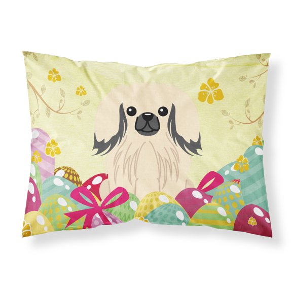 Carolines Treasures BB6106PILLOWCASE Easter Eggs Pekingese Cream Fabric Standard Pillowcase Standard multicolor