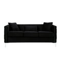 thumbnail image 3 of Zion 2 Piece Sofa and Loveseat Set, Deep Button Tufted, Jet Black Velvet- Saltoro Sherpi, 3 of 5