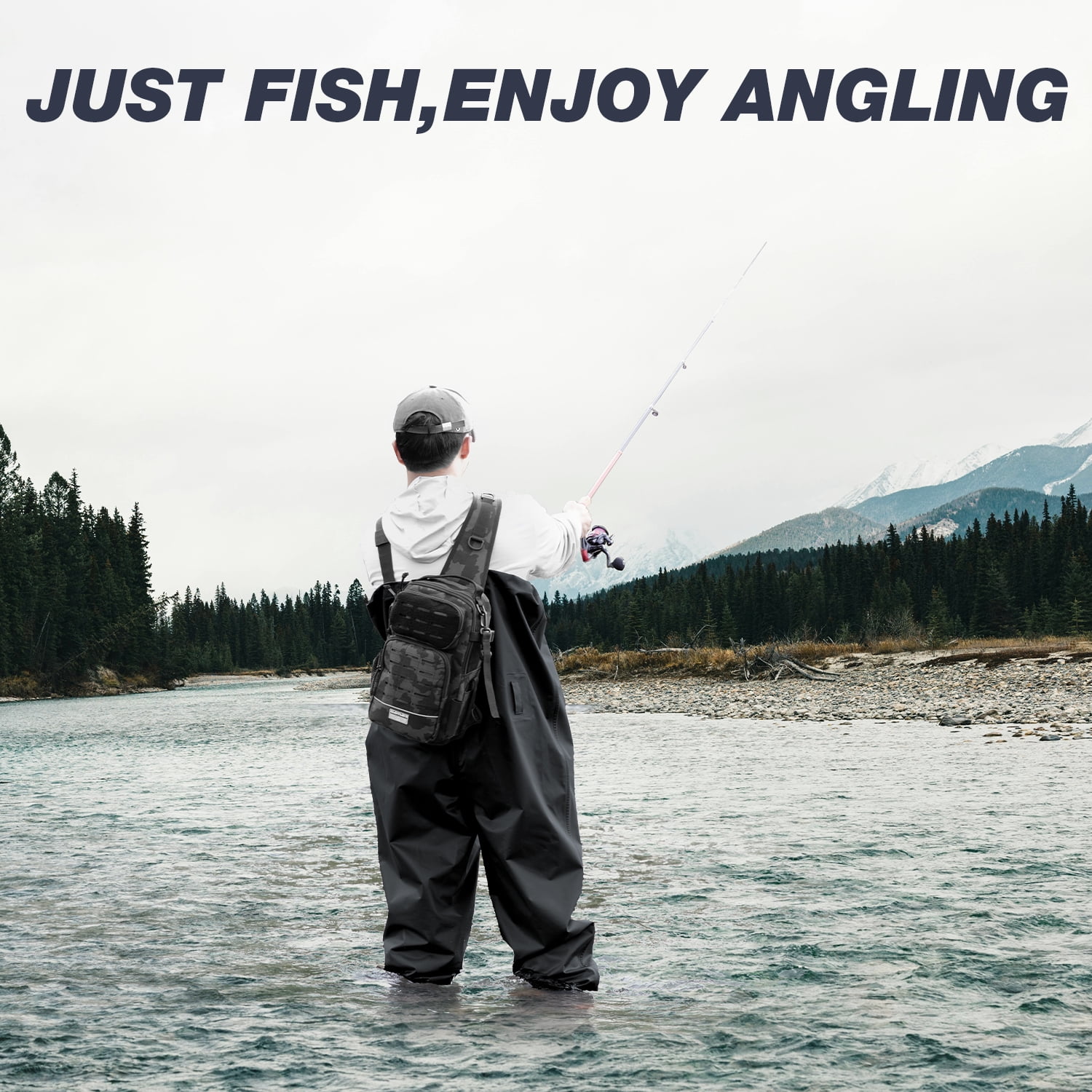 Ghosthorn Fishing Backpack Tackle Sling Bag -Lightweight Sling Tackle Storage Bag- Fishing Backpack with Rod Holder
