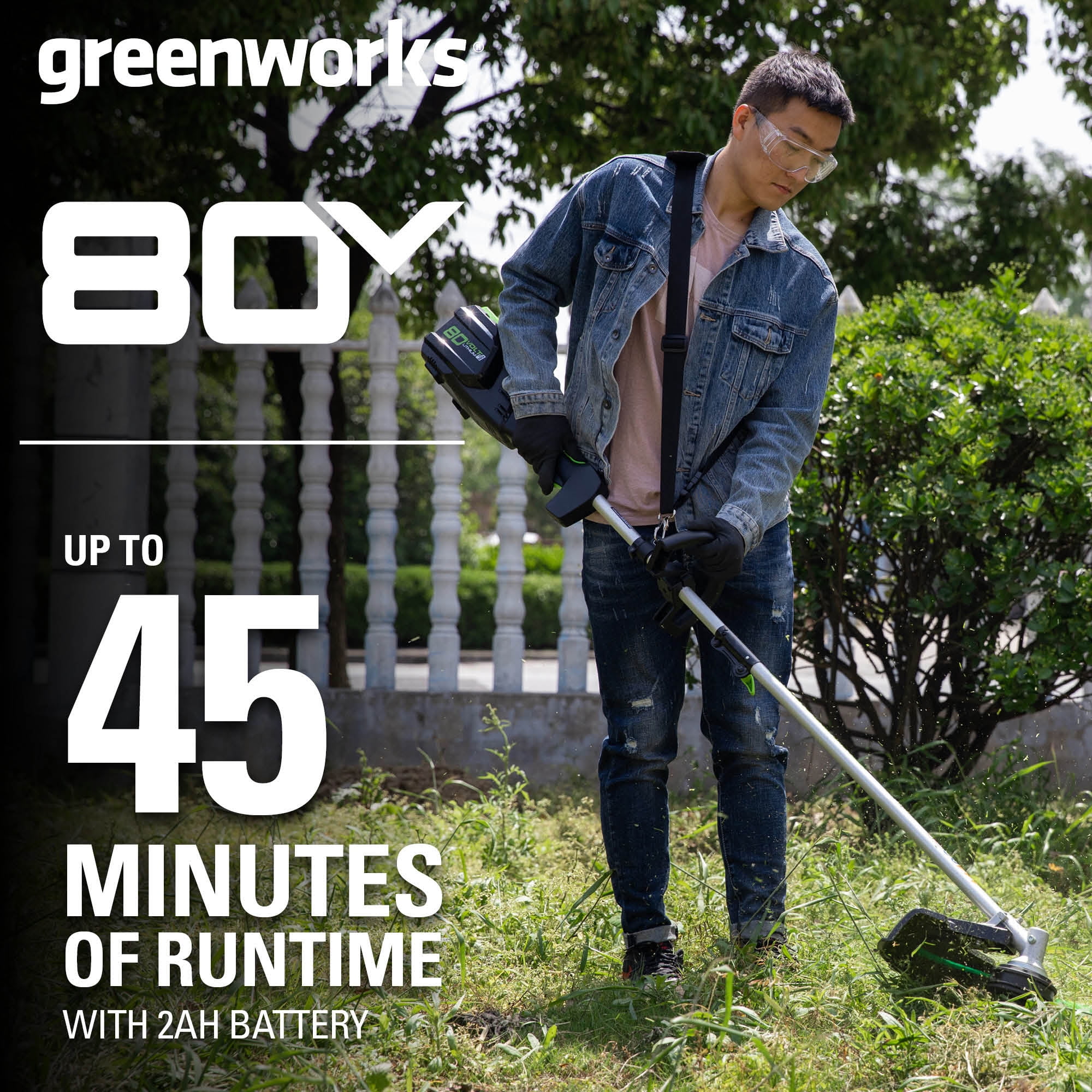 Greenworks 80V 16" Brushless Attachment Capable String Trimmer with 2.0 Ah Battery & Charger 2101102