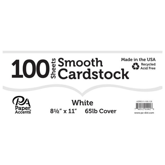 Paper Accents Cardstock 8.5"x 11" 100pc Smooth 65lb White