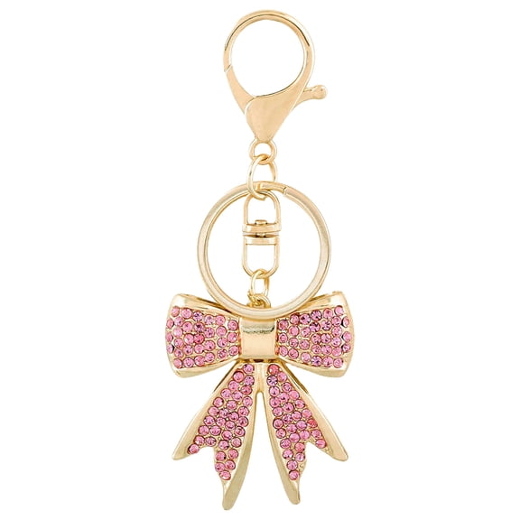 Januofit Sparkly Gold Plated Color Rhinestone Bow Keychains for Women,Charms for Key Purse Handbags Backpacks