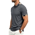thumbnail image 6 of KLHDSF Men's Short Sleeve Polo Shirts Casual Slim Fit Basic Cotton Shirt Top 3-Button Golf Shirt, Summer Wear, Casual, Trip, Work, Outdoor Dark Gray S, 6 of 10