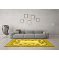 thumbnail image 3 of Ahgly Company Machine Washable Indoor Round Abstract Yellow Modern Area Rugs, 3' Round, 3 of 4