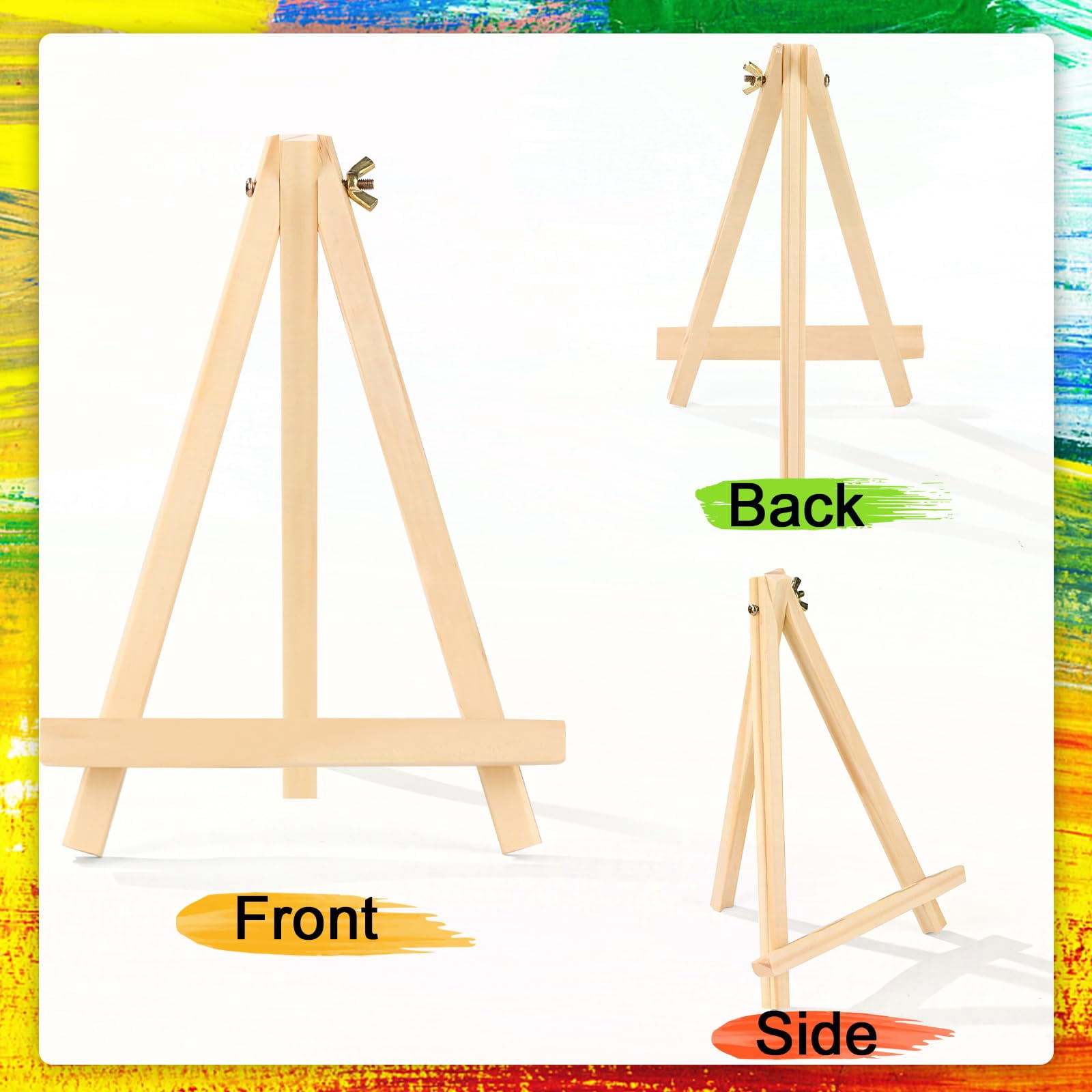 9 Inch Wooden Easel Stand - 6 Pack Mini Display Easels for Painting, Natural Wood,Lightweight & Sturdy for Artists, Crafters, Retail Displays，Signs, Photos, Artwork, Tabletop Decor