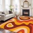 thumbnail image 3 of Area Rug for Living Room, Orange Brown Non-Slip Indoor Large Carpet for Bedroom/Dining Room, Modern Farmhouse Abstract Patterned Art Washable Low-Profile Rectangle Floor Runner Rugs - 5 x 8 Ft, 3 of 7