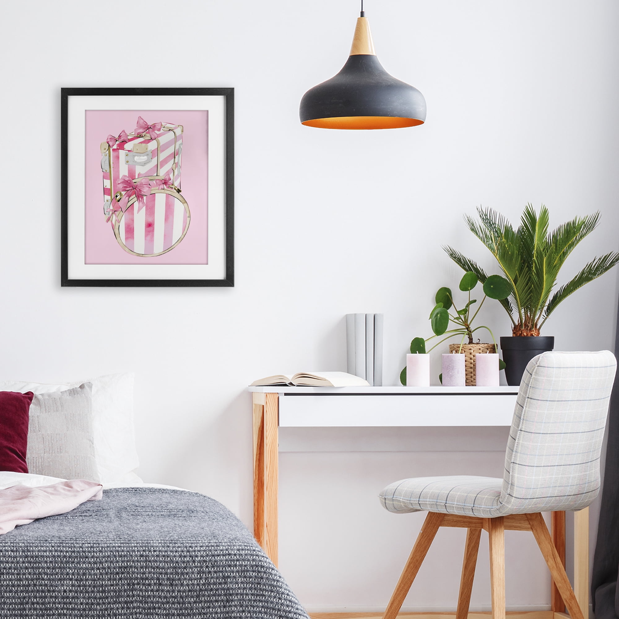 Pastel Stripe Luggage Black Framed Print Under Glass, design by Ziwei Li