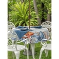 thumbnail image 2 of Outdoor Tablecloth with Umbrella Hole and Zipper, Orange Blue Starfish Coastal Round Table Cloth 54 Inch Waterproof Tablecloth, Summer Beach Eucalyptus Vintage Picnic Table Cover for Patio Camping, 2 of 7