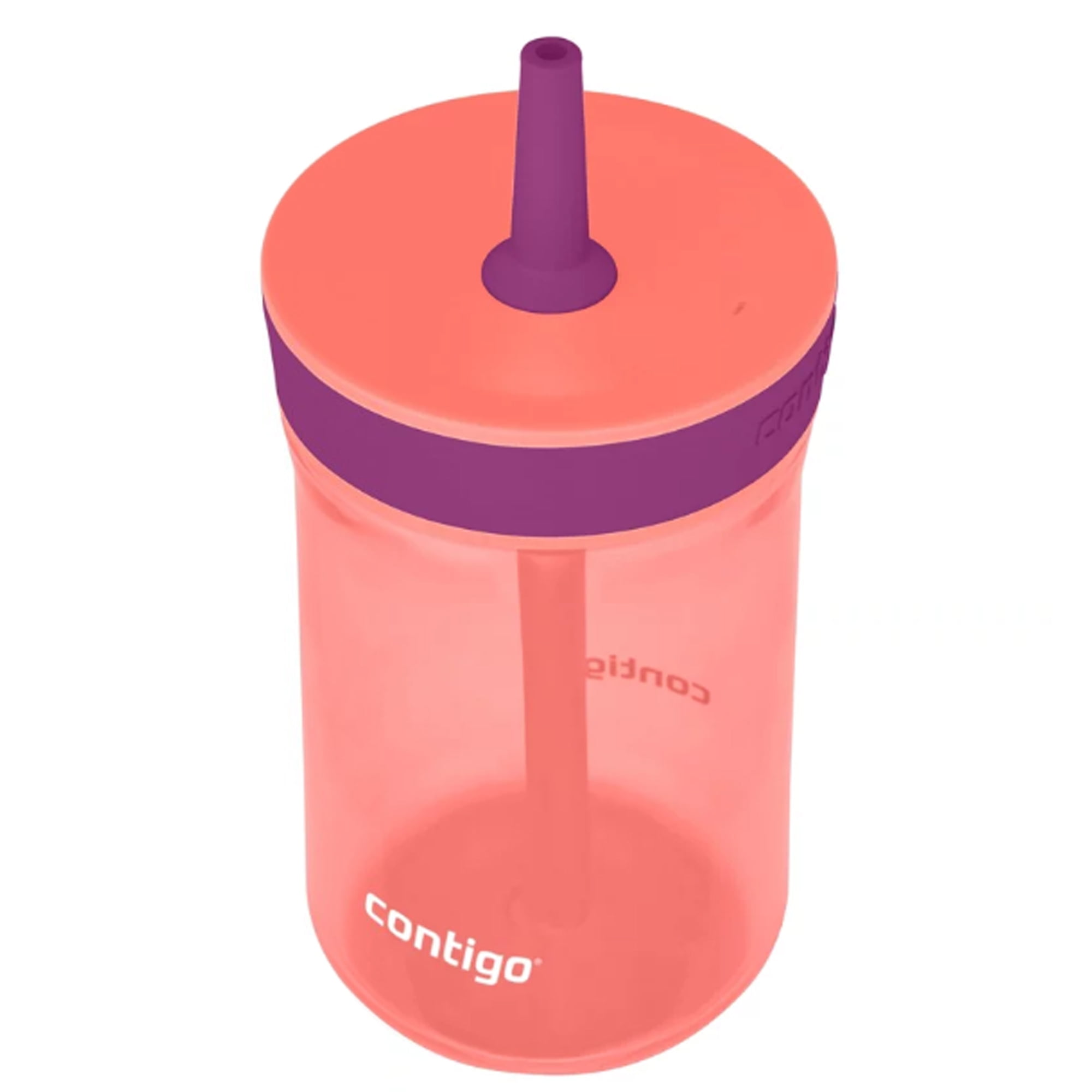  Contigo Leighton Kids Plastic Water Bottle, 14oz Spill-Proof  Tumbler with Straw for Kids, Dishwasher Safe, Coral/Grape : Baby