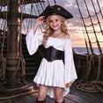 thumbnail image 2 of LUOGENLI Girls Fashion Girls Pirate Costume Dress off Shoulder Bell Sleeve High Low Ruffle Hat Halloween Cosplay White 4-5 Years, 2 of 9