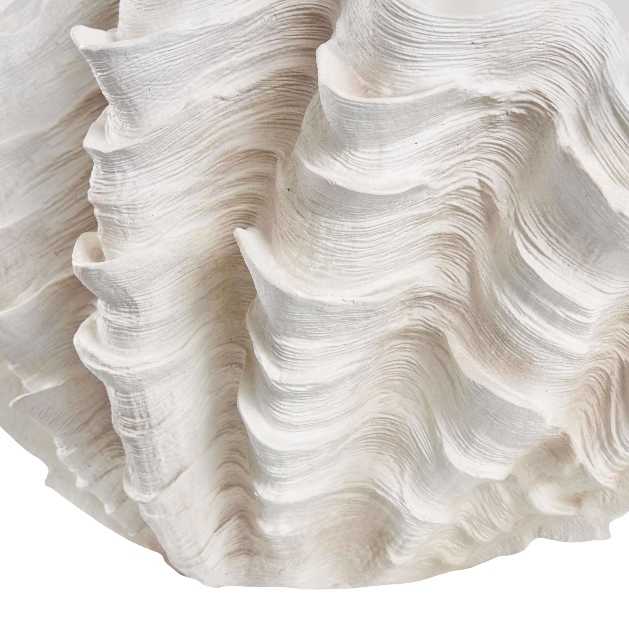 19" x 11" Cream Resin Textured Shell Sculpture, by DecMode