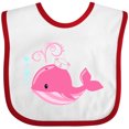 thumbnail image 3 of Inktastic Cute Pink Whale in Nautical Hat Boys or Girls Baby Bib, 3 of 4