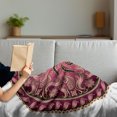 thumbnail image 3 of Mandala Soft Flannel Fleece Throw Blanket, Vintage Mandala Pattern Higher Level of Balance Eternity Concept, Cozy Plush for Indoor and Outdoor Use, 60" x 80", Magenta and Yellow, by Ambesonne, 3 of 5