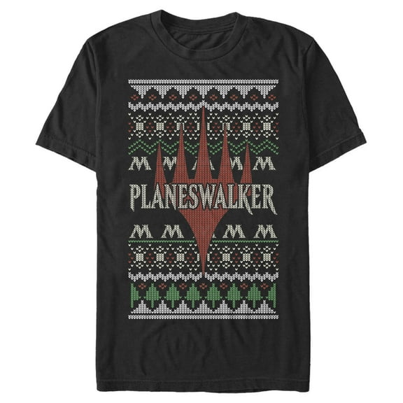 Men's Magic: The Gathering Ugly Christmas Planeswalker  Graphic Tee Black 2X Large