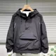 thumbnail image 5 of Chaqueta con capucha de primavera para hombre, jersey con bolsillo grande y cremallera, chaqueta holgada impermeable con forro polar, chaqueta de moda, longitud de Material fino, 5 of 5