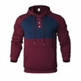 thumbnail image 3 of Sudadera con capucha para hombre, estilo informal, con bloqueo de color, bolsillo, cordón ajustable, manga larga, suéter con capucha, abrigo de poliéster para hombre, 3 of 3