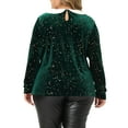 thumbnail image 3 of Agnes Orinda Women's Plus Size Peter Pan Collar Stars Fall Velvet Blouse 2X Green, 3 of 6