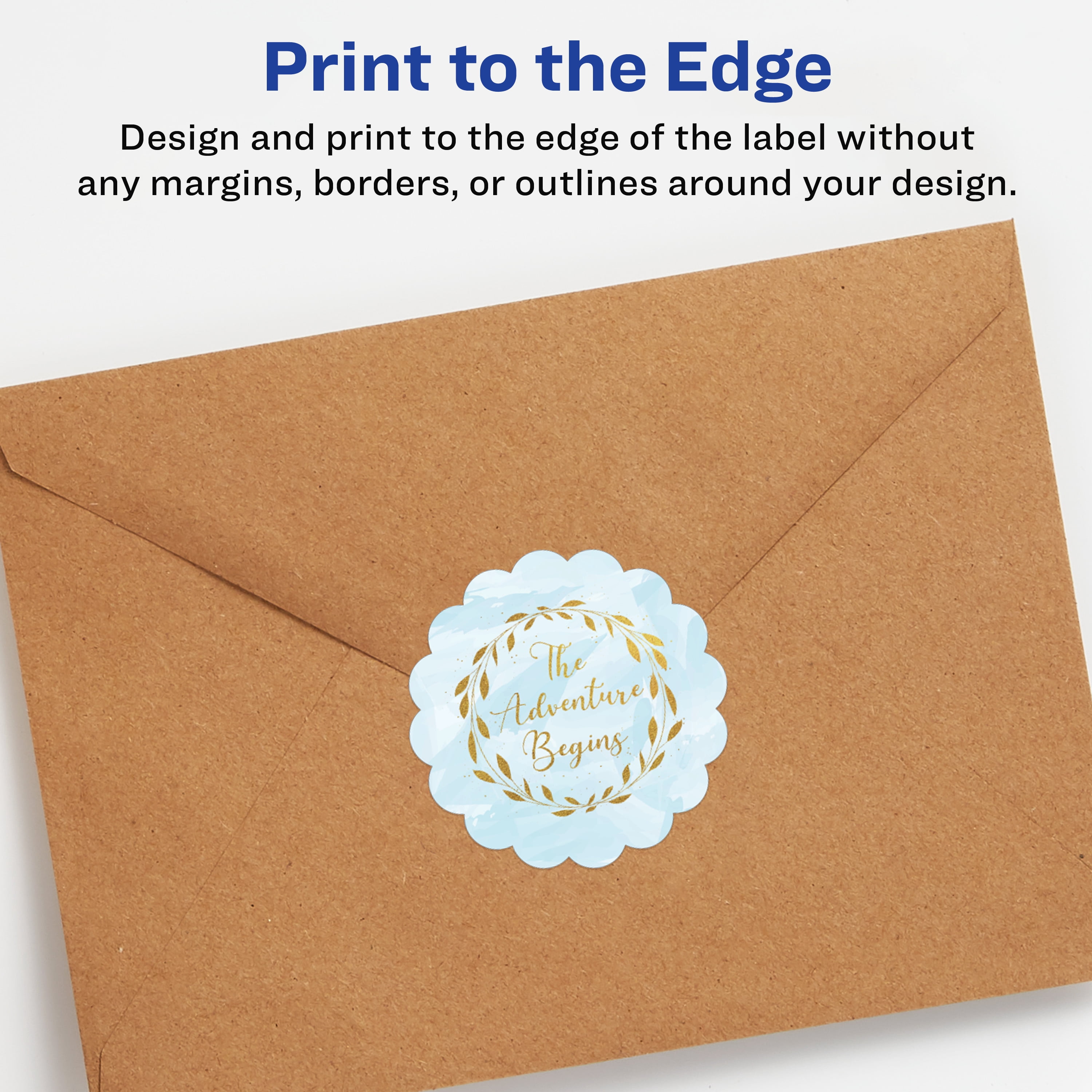 Avery White Round Scalloped Labels, 2.5" Diameter, 450 Labels