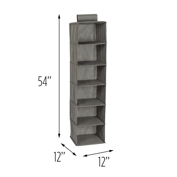 HoneyCanDo 6Shelf Hanging Closet Organizer, Grey