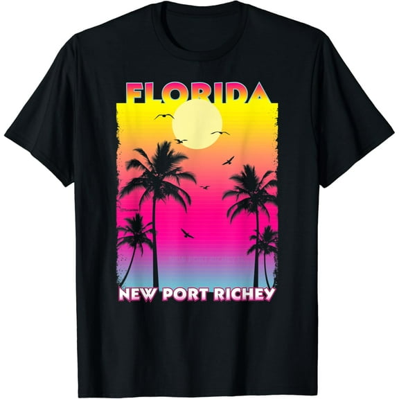 New Port Richey Florida Fl Summer Vintage Sunset T-Shirt Unisex S-5XL Hot Trending Shirt, Vintage Birthday Gift