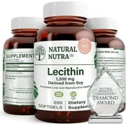 Natural Nutra Soy Lecithin, 1200 Mg Promote the Liver and Reproductive Health - 200 Softgels