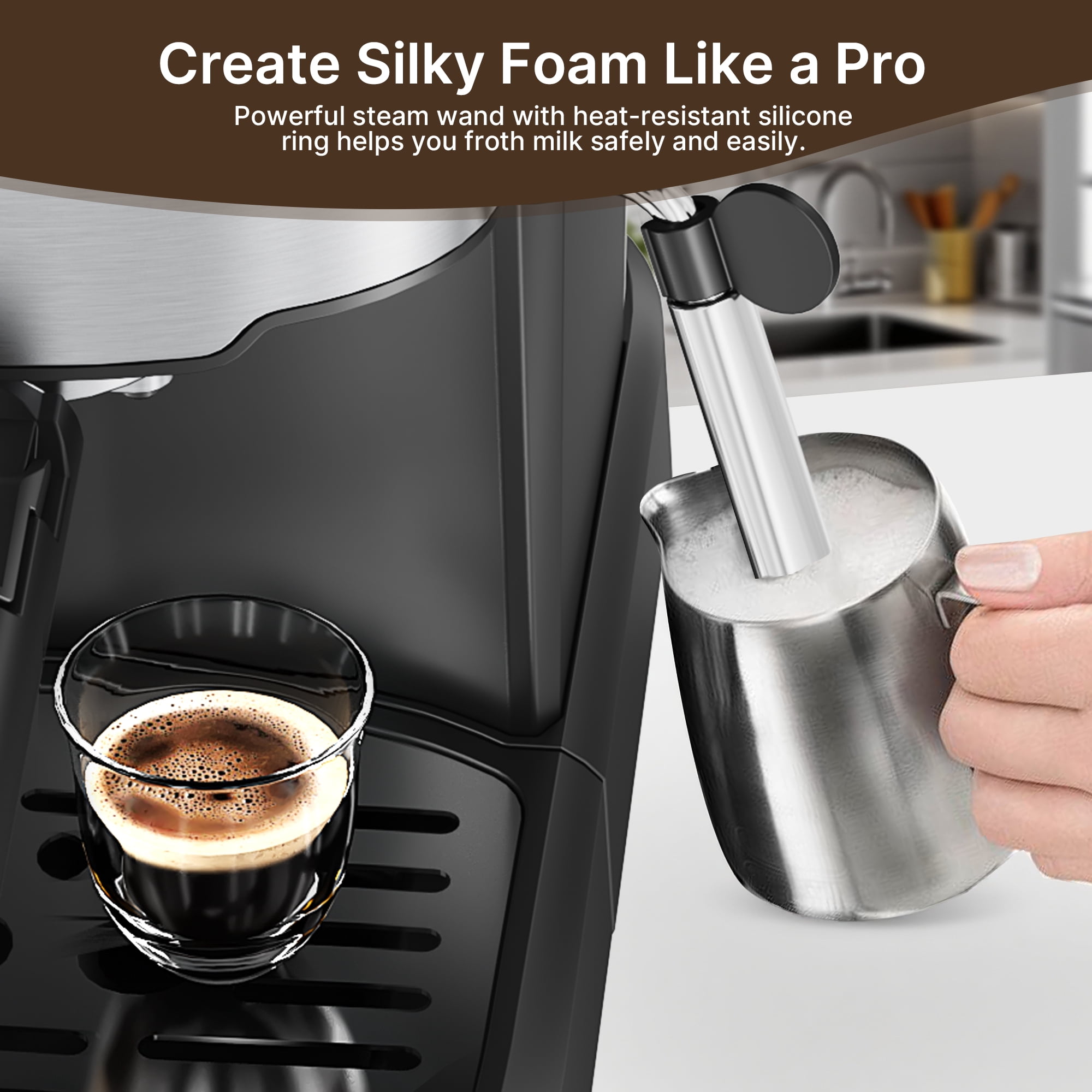 Expresso Machine 15 Bar with Auto Milk Frother, Professional Espresso Maker with Steam Wand