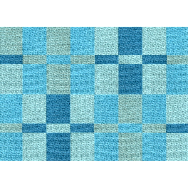 Ahgly Company Tapis Rectangulaire Lavable en Machine Intérieur Transitionnel Bleu, 4 Pieds x 6 Pieds