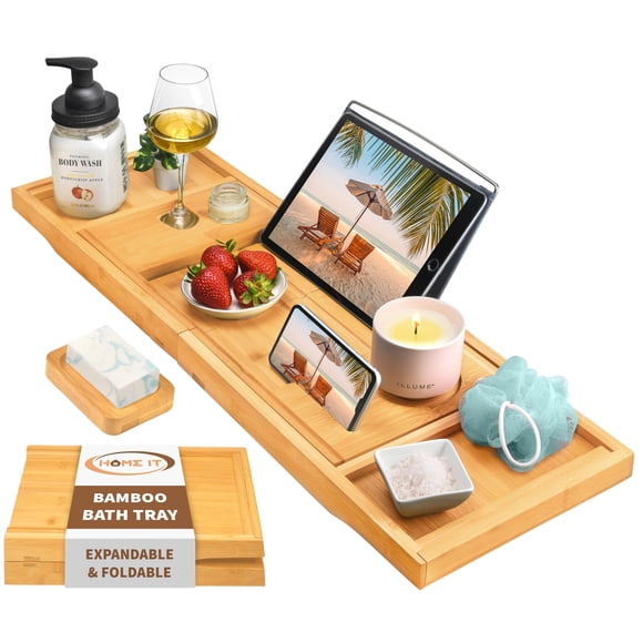 Bandeja para Bañera HOME IT Plegable de Bambú Expandible