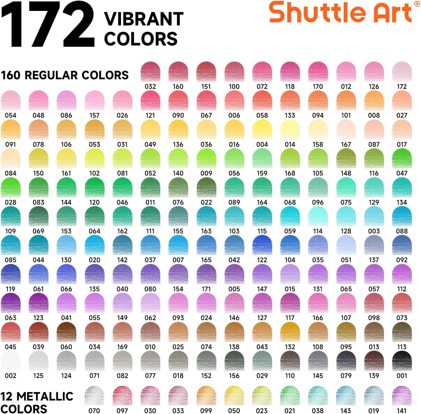 Shuttle Art Colored Pencils, Soft Core, 172 Count Set photo 2