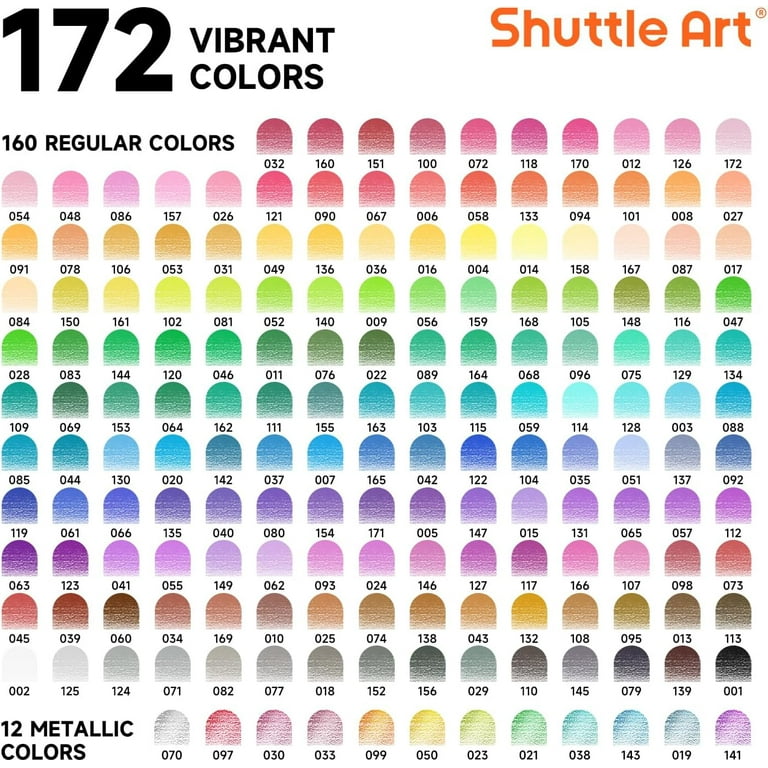 172 Colored Pencils, Shuttle Art Soft Core Color Pencil Set for Adult Coloring Books Artist Drawing Sketching Crafting