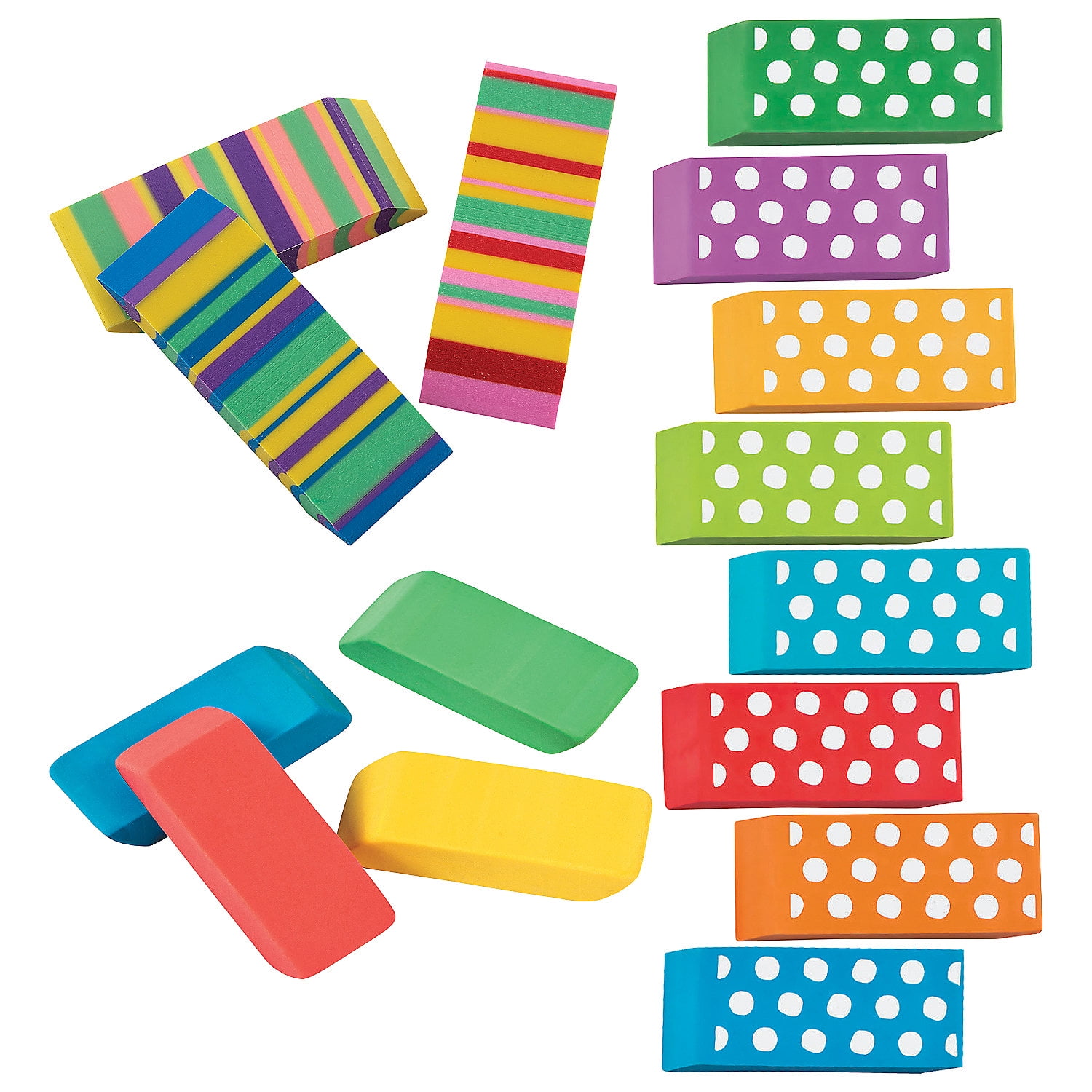 Fun Express Beveled Eraser Assortment Bulk 72 Pc
