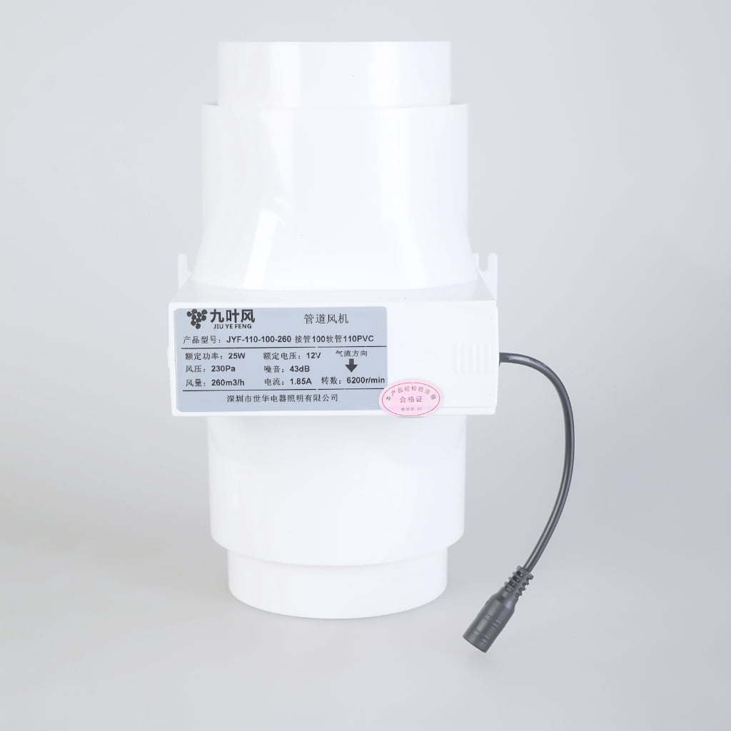110mm Duct Fan Powerful Inline Extractor Fan 12V Duct Blower Indoor Air Exhaust Boosters For Workshop Basement Tent